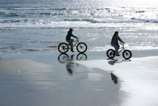 【静岡・掛川・MTB】2名様以上で割引きあり！極太タイヤでビーチを快走！ファットバイク＆温泉