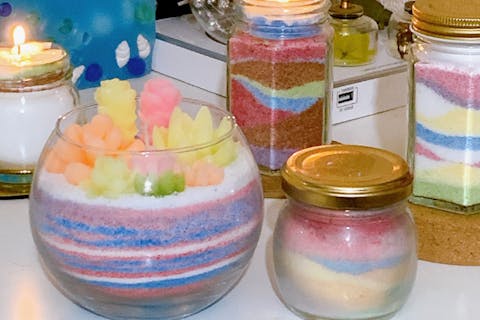 【カラーサンドキャンドル・博多】まるで本物の砂みたい！キャンドルのワックスでつくるカラーアート