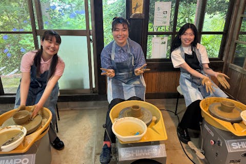 【熊本・菊池・電動ろくろ】黒川温泉への行き帰りに！初めての方にもオススメ！大自然の中で陶芸体験（1個）