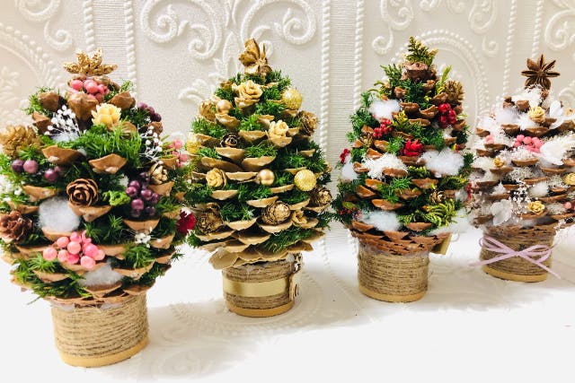 【宮城・仙台・クリスマスツリー作り】ナチュラルで可愛い！松ぼっくりツリー作り