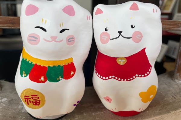広島・尾道・絵付け】福を呼ぶかわいいオブジェ！まねき猫に自由に絵