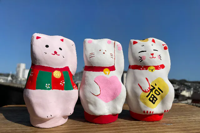広島・尾道・絵付け】福を呼ぶかわいいオブジェ！まねき猫に自由に絵