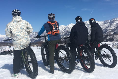 【長野・小谷・サイクリング】スキー場雪上サイクリング！ゲレンデスノーライドツアー