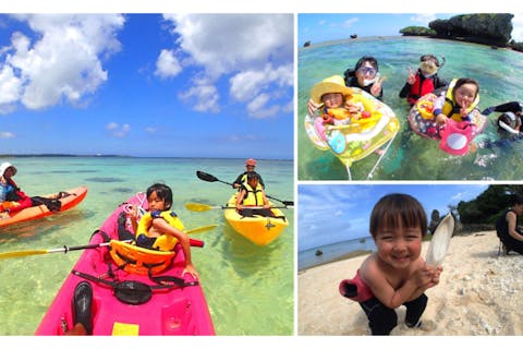 ＜3名様以上＞【2歳～OK】【沖縄恩納村・カヤック＆シュノーケリング】1グループ貸切！ホワイトビーチを満喫！