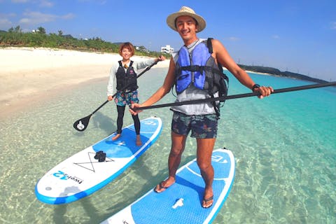 【沖縄・SUP・青の洞窟シュノーケリング】★1グループ完全貸切スタイル★最強コンボ！青の洞窟シュノーケリング＆SUP