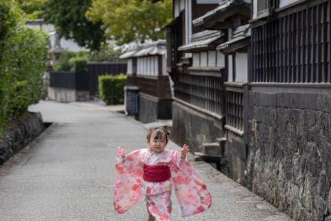 【山口・萩・着物体験】チビッ子も着物を着て萩をお散歩！
