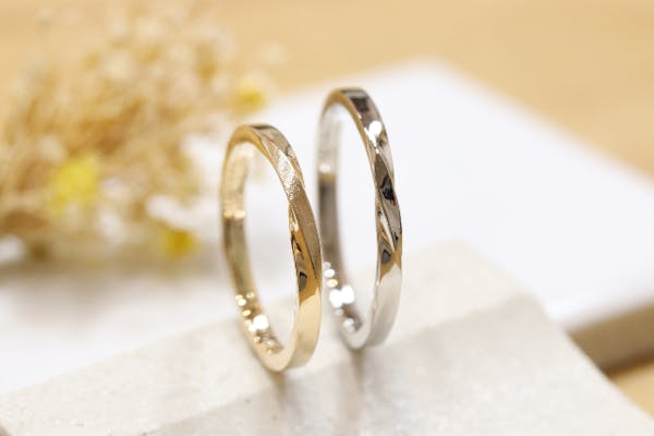 兵庫・神戸・手作りリング】素材違いのお洒落なペアリング！SV（2mm幅1