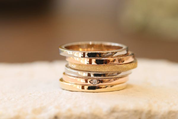 兵庫・神戸・手作りリング】素材違いのお洒落なペアリング！SV（2mm幅1