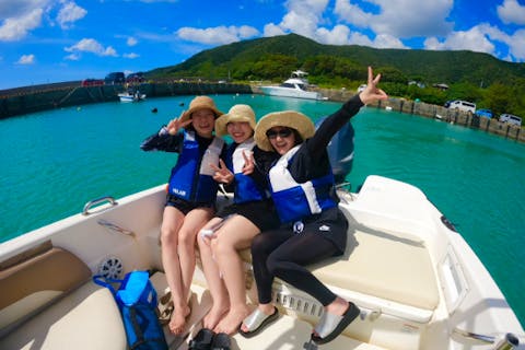 奄美大島【ボートチャーター6名】　コウトリビーチ（貸切3時間プラン）当日予約可能※ドローン空撮、GoPro動画！写真の無料プレゼントあり