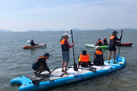 【岡山・浅口・マリンアクティビティ】メガサップ・SUP・シーカヤックの同時体験可能！マリンアクティビティー満喫プラン