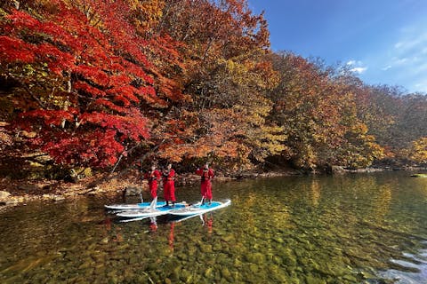 【北海道・支笏湖・サップ】透明度トップクラスの湖で特別なレイクサップ体験・秋は紅葉狩りも♪・写真は無料プレゼント・カップルからファミリーまで・口コミ高評価多数♪