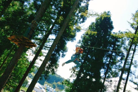 【岐阜・郡上・アスレチック】絶叫ジップラインが待つチャンピオンコース