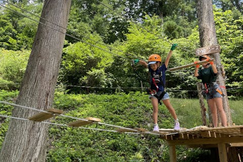 【岐阜・郡上・アスレチック】最大8mの高さで楽しむイージーコース