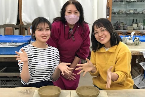 【広島・東広島・手びねり】庭に前方後円墳の在る工房で手びねり陶芸体験！陶芸作品1点