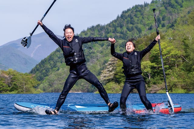 【福島・裏磐梯・SUP】絶景の秋元湖でSUP体験！初心者OK＆寒い日も安心ウェットスーツ完備♪写真・動画撮影無料〈犬ワンちゃんOK〉犬・ワンちゃんOK〉