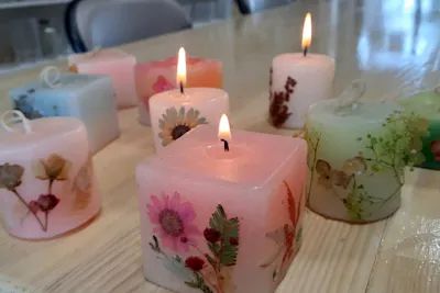 三重・鈴鹿・手作りキャンドル】自家製！押し花で作る癒しのキャンドル