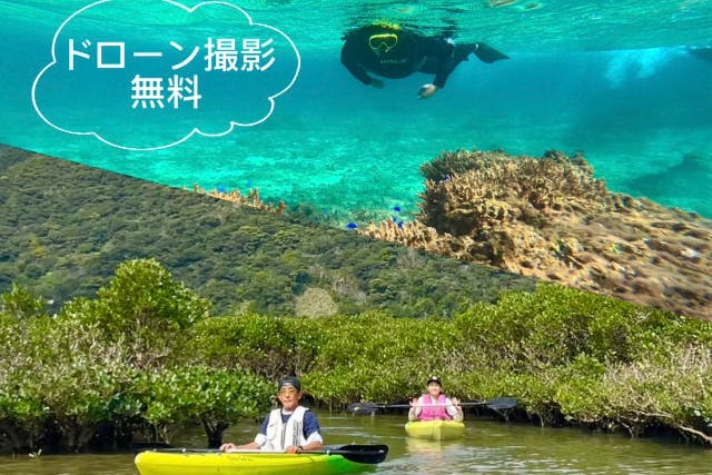 ＜お得プラン＞奄美大島【シュノーケル＋マングローブカヌー】セットプラン！当日予約可能！ドローン空撮写真・GoPro動画無料プレゼント！（120分）※お一人様も可能