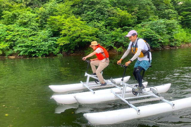 【山形・長井・マリンスポーツ】長井ダム湖でのんびり。水上自転車サイクリングを満喫しよう