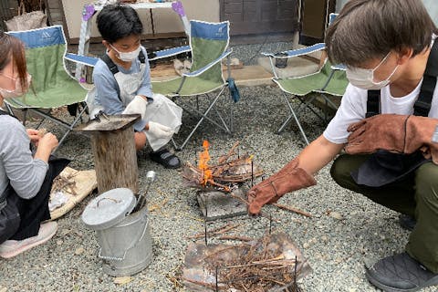 【三重・大紀町・科学体験】焚き火料理体験〜ご飯炊きとハンバーグ〜