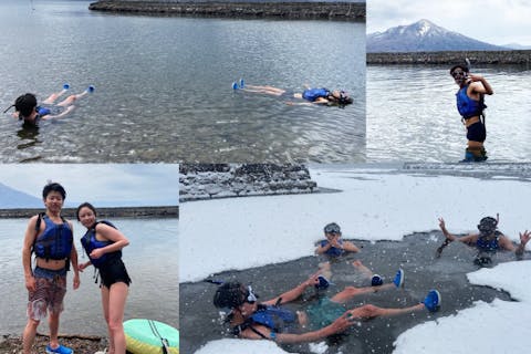 【手ぶらOK】写真つき！春夏秋冬・沐浴シュノーケル&モルジュMAXで支笏湖の水温を堪能！タオル・更衣室・ドライヤー等アメニティ各種無料！カップルにもおすすめ