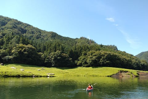 【群馬・みどり・レイクカヌー】小さなお子様もワンちゃんも、みんなでカヌーを楽しもう！草木湖半日カヌーツアー★写真データ送付可