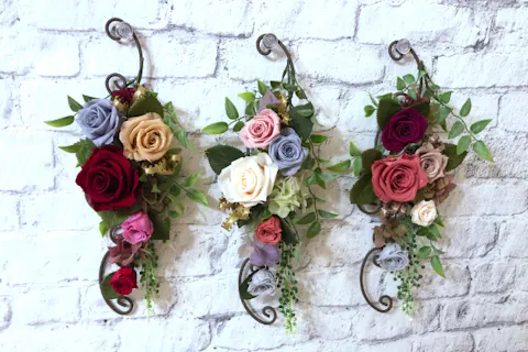 【神奈川・横浜・プリザーブドフラワー】お部屋に飾れる！アイアンの壁掛け1個