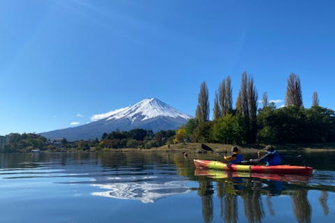 【山梨・河口湖・カヤック】冬の富士山を満喫！のんびり河口湖ウィンターカヤックコース　写真データ無料！