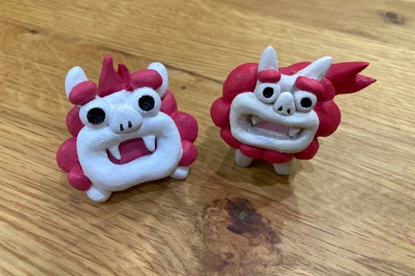 沖縄・那覇・国際通り・絵付】職人の手作りシーサーに自由に色を付け