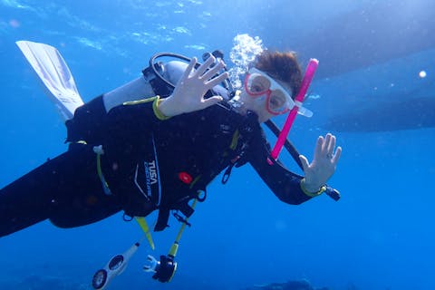 【沖縄・座間味島・ファンダイビング】ライセンス保持者限定・大型カタマランヨットで行くダイビング！ウミガメがいる美しい海をのんびり堪能！2ダイブ（ウェイト・タンク付）