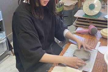 ◻️作家 遊土さん◻️藍 手描き 手びねり 大皿 ◻️作家 遊土さん◻️藍 手描き 手びねり 大皿