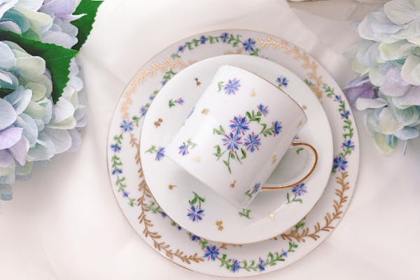 ハンドメイドヨーロピアンチャイナペインティングティー５点セット 千葉・柏】初めての絵付け体験☆ヨーロピアンチャイナペインティング