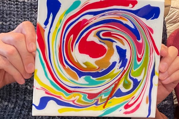 オコジョの油絵【白い妖精】作者サイン入り/真作/フルイドアート 東京・恵比寿・アート体験】誰でも簡単に美しいアート作品が自由