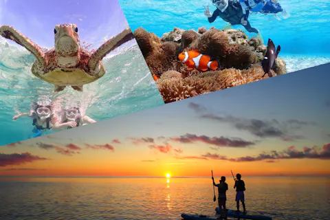 【沖縄・宮古島・SUP・シュノーケリング】＜完全貸切＞究極の朝活！サンライズSUP&ウミガメシュノーケリング★子供料金あり！★撮影データ無料！★1日1組限定！