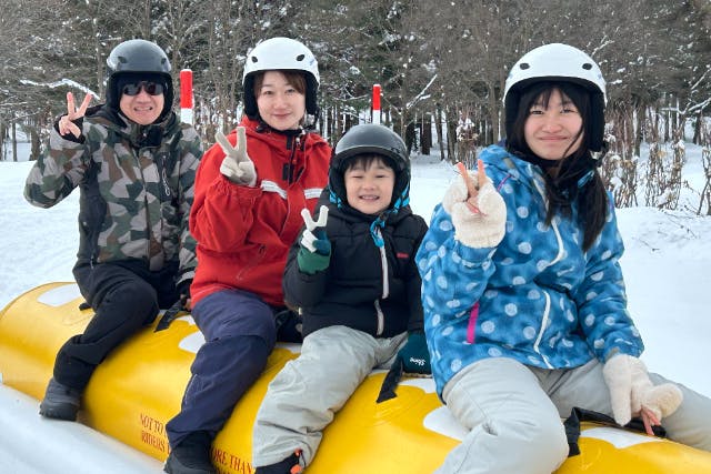 秋田・北秋田・バナナボート】冬の雪原を疾走しよう！バナナ