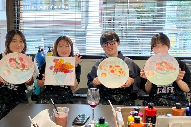 ワインと音楽とアート体験！失敗しないアート体験！誰でもアーティストになれる場所！立体感溢れるテクスチャーアート！