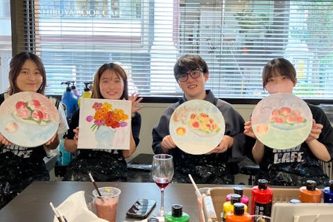 ワインと音楽とアート体験！失敗しないアート体験！誰でもアーティストになれる場所！立体感溢れるテクスチャーアート！