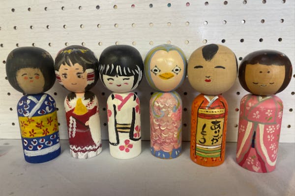秋田・横手・創作こけし絵付け体験】 個人の自由な発想で作れる創作