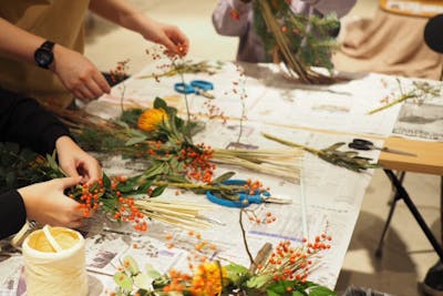 秋田・大仙・フラワーアレンジメント】古道具×観賞用稲 そのままドライ