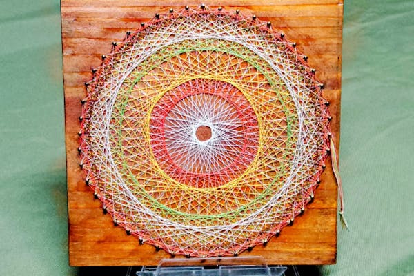 北海道・旭川・糸掛け曼荼羅・木製15～20cm角】基本を学習しながら作品