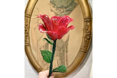 W Watrous 【純銀/ガラス】薔薇のレリーフのコースター 8個組