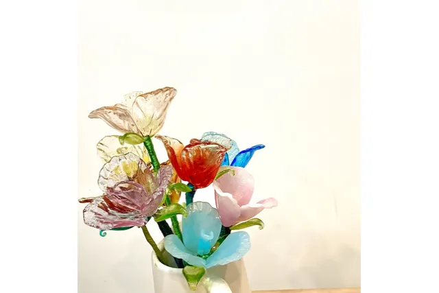 【レア品】Blumarineブティック装飾薔薇ヴェネチアンガラス2個 東京・台東・ガラス工芸】＜ヴェネチアンローズ ピッコラ(ミニ薔薇