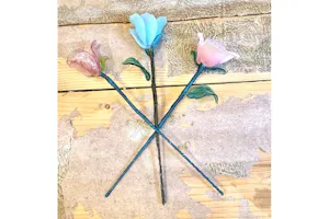 ガラス花装飾のイタリアヴェネチアンミラー☆煌びやかな壁掛け鏡☆芸術的ガラス工芸 お花がいっぱい ムラーノガラスミラー - 薔薇と天使のアンティーク