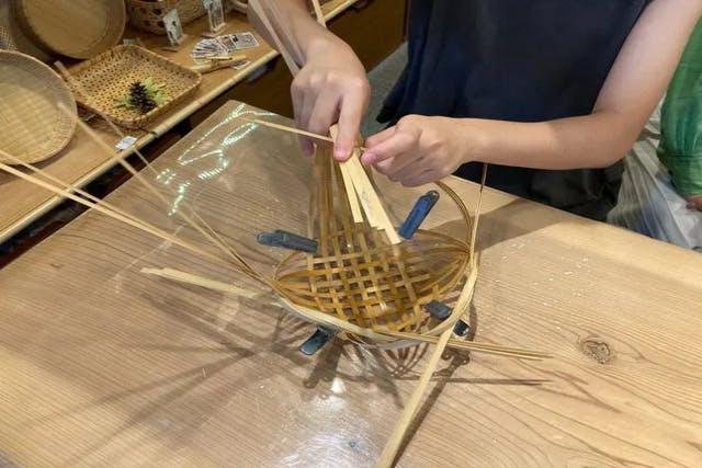 竹編細工籠 民芸職人手作り 自然竹の編み上げ 茶籠 茶道具収納