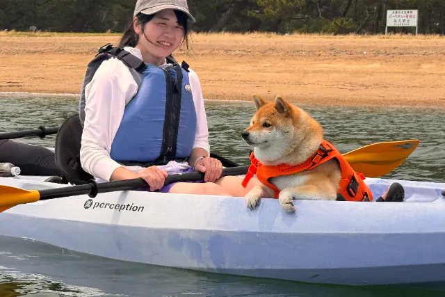 愛犬と一緒にシーカヤック！【ワン！だふるツアー】２時間