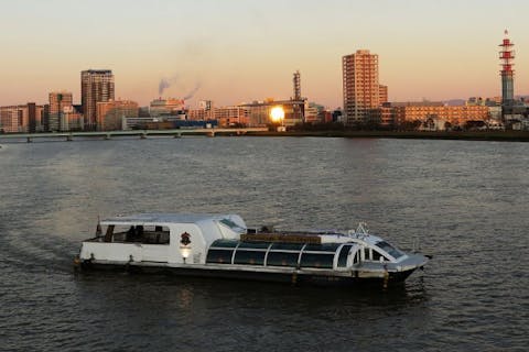 【新潟・水上バス】土日祝限定！45分のサンセットプラン！日本一の信濃川の魅力を体感！クルーズから眺める萬代橋！