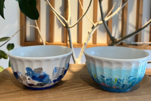 江戸茶寮青山店。茶器の絵付とお茶と和菓子の新体験！カラフルな江戸