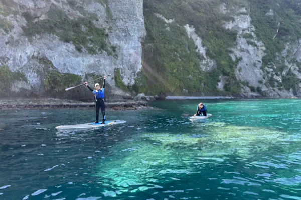 【未使用/付属品完備】 SUP 110BLUE 手ぶらSUP】写真付き！北海道初上陸クリアSUP！国定公園積丹ブルーで