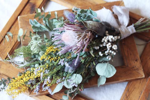 【神奈川・川崎市・新川崎駅 徒歩6分・ドライフラワーアレンジメント】ボリュームタップリ！季節のドライフラワーで作るbotanical swag