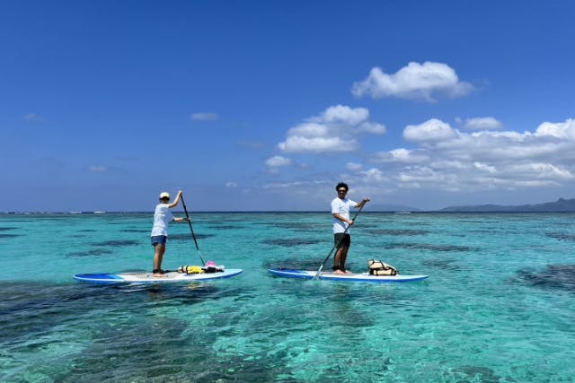 【沖縄・石垣島・SUP】＜半日＞透明度抜群の海をSUPで遊ぼう！初心者の方も安心の1組様貸切！女性ガイドが担当／送迎・写真込み／シャワーあり／手ぶら参加OK