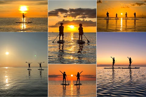 【沖縄・石垣島・SUP】＜夕方＞夕暮れSUPで特別な体験を！島内おすすめのサンセットスポットでゆったり時間！女性ガイドが担当/１組様貸切/送迎・写真込み/手ぶら参加OK